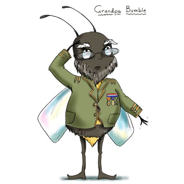 A cartoon of a bug wearing a uniform
